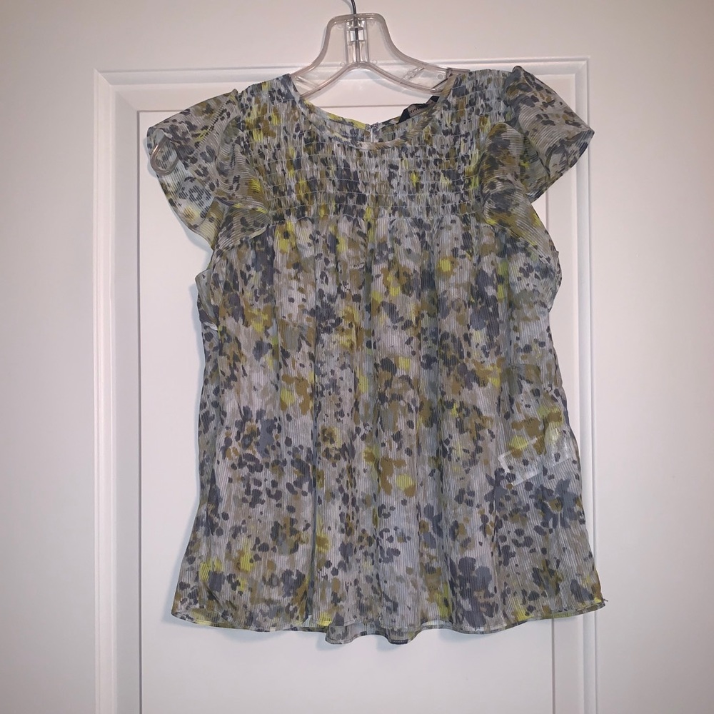 Banana Republic Petite Floral Smocked Blouse NWT